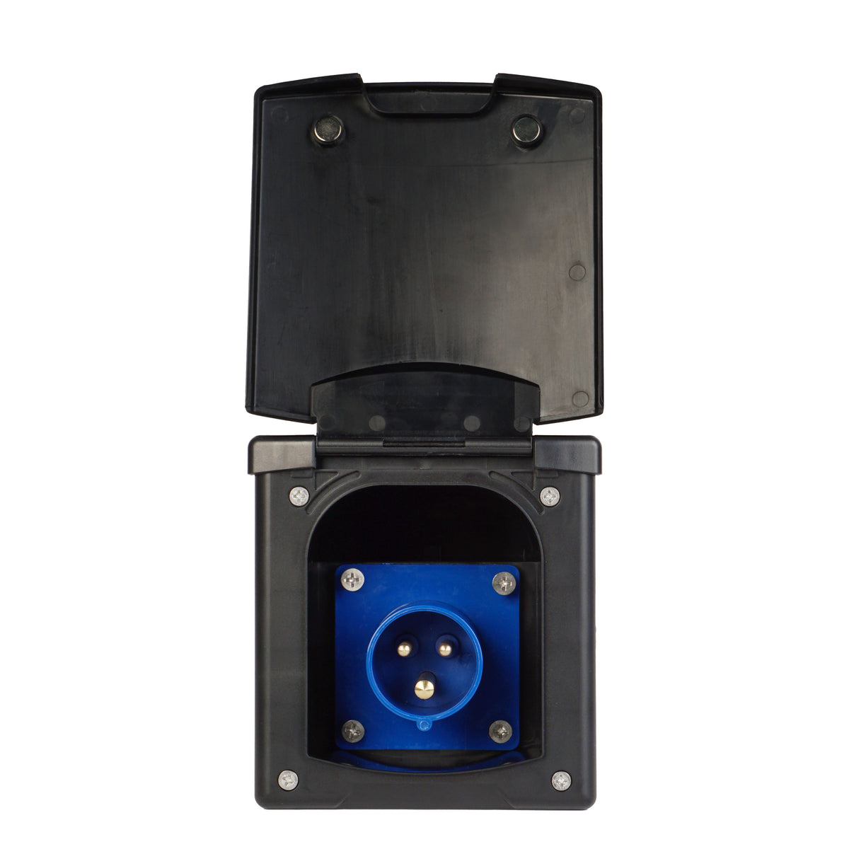 WATTSTUNDE® CEE built-in socket black with magnetic flap, 16A