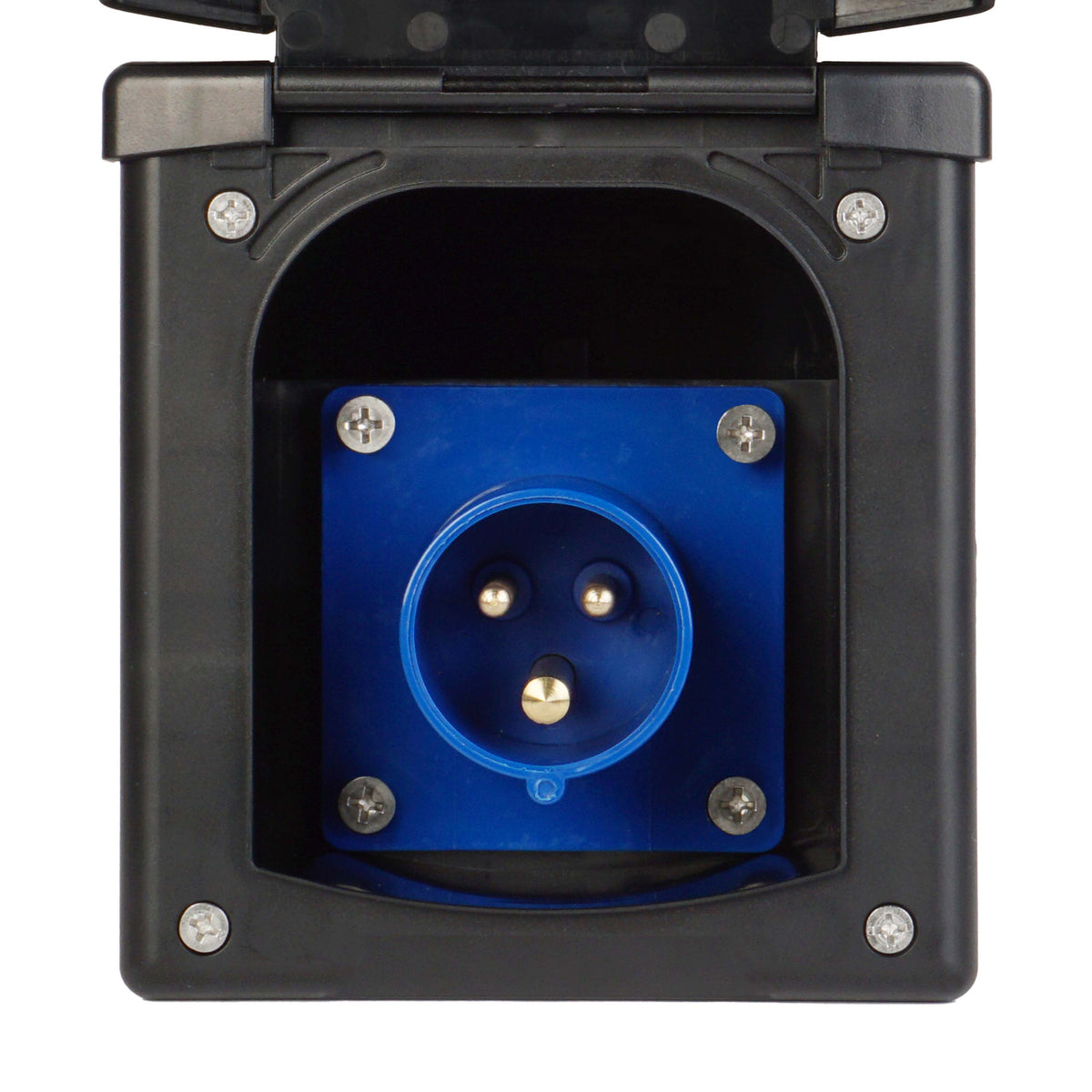 WATTSTUNDE® CEE built-in socket black with magnetic flap, 16A