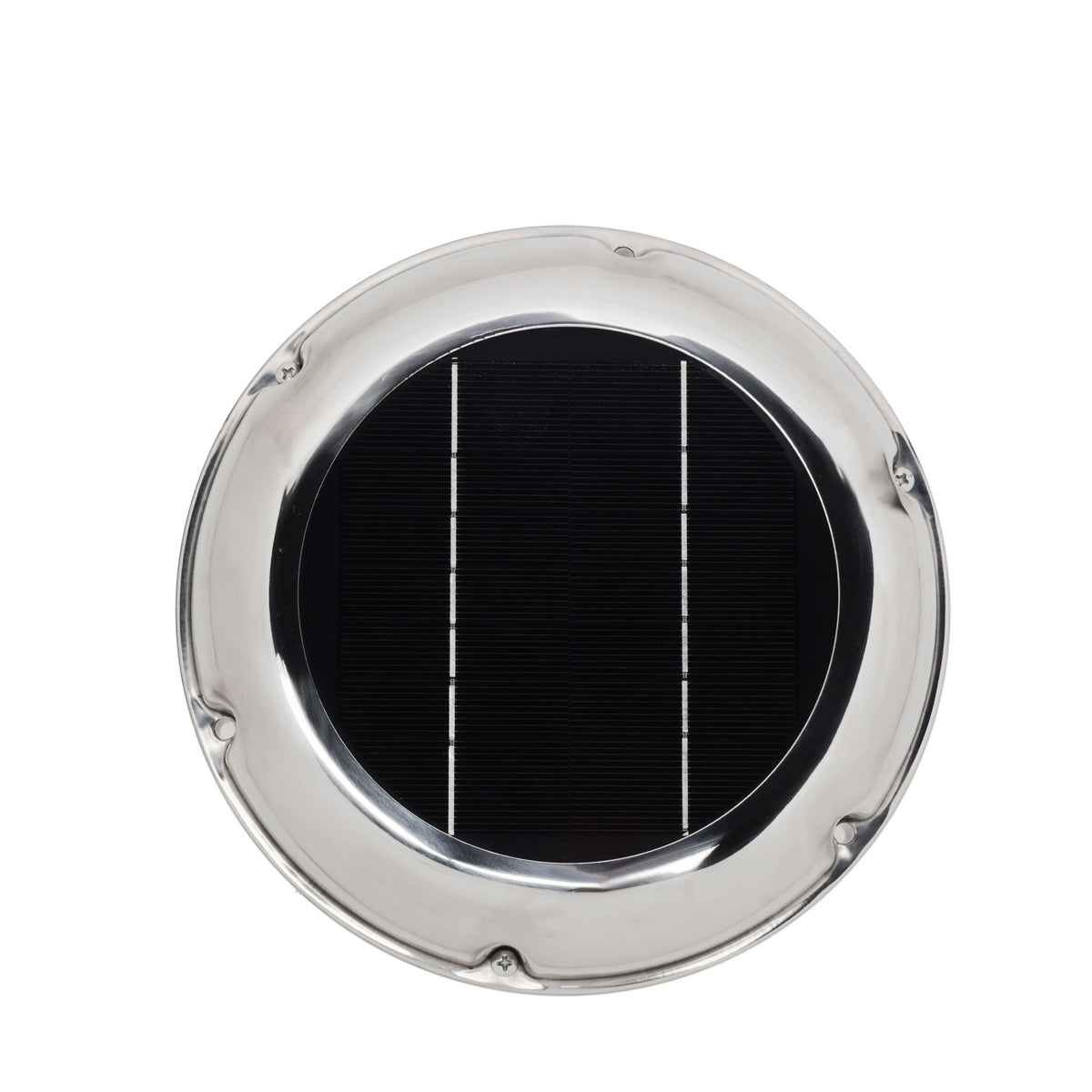 WATTSTUNDE® AERO Solarlüfter mit Akku rund, chrom