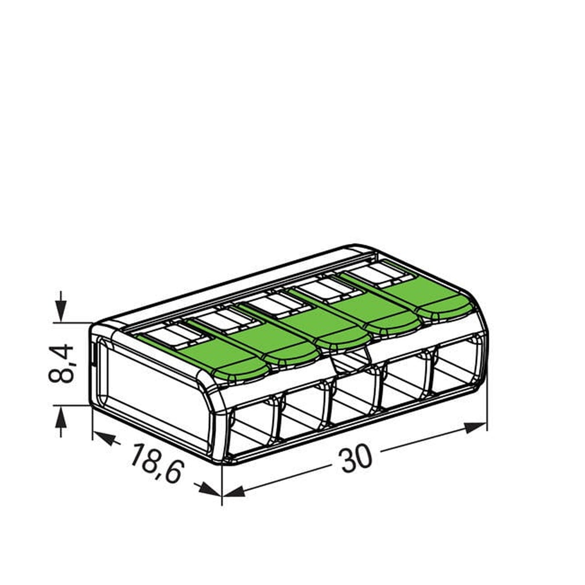 WAGO Verbindungsklemme Green Range flexibel bis 4mm² - 221-425 | 25er Pack
