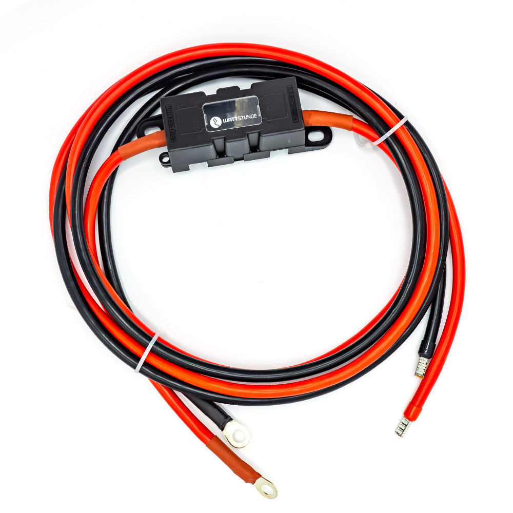 WATTSTUNDE® Fuse Cable (with Fuse Holder) 2 x 16 mm² M8/Wire End Ferrule 2 m Red/Black