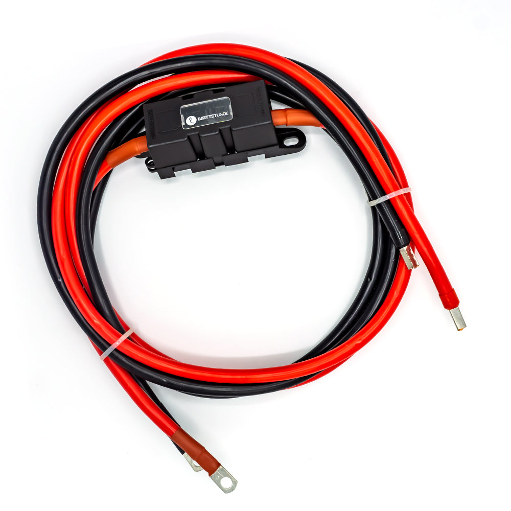 WATTSTUNDE® Fuse Cable (with Fuse Holder) 2x25 mm² M8/Wire End Ferrule 2 m Red/Black